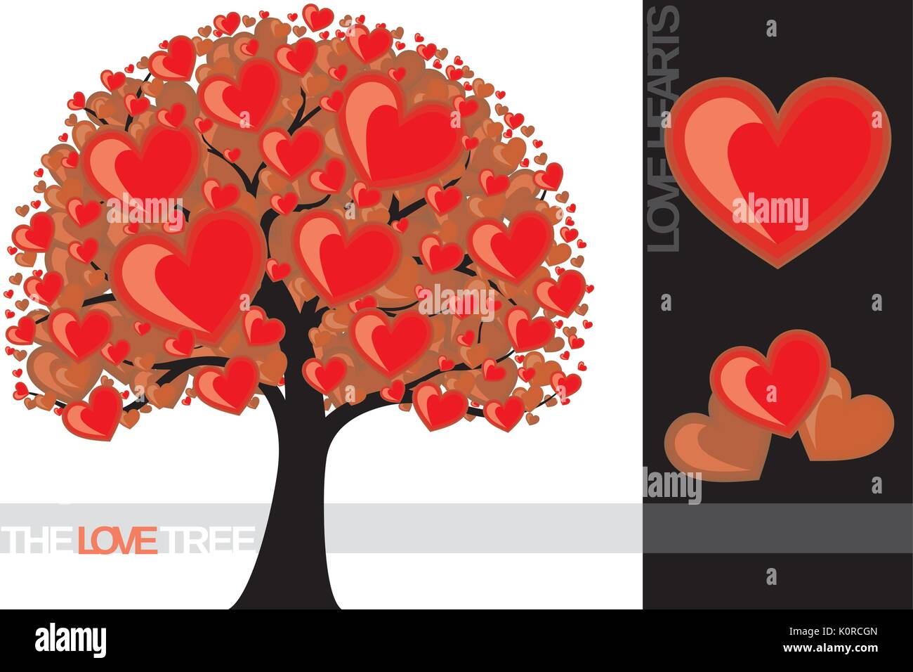 illustration of a tree with love hearts useful for several concepts,in vector format individual objects Stock Vector