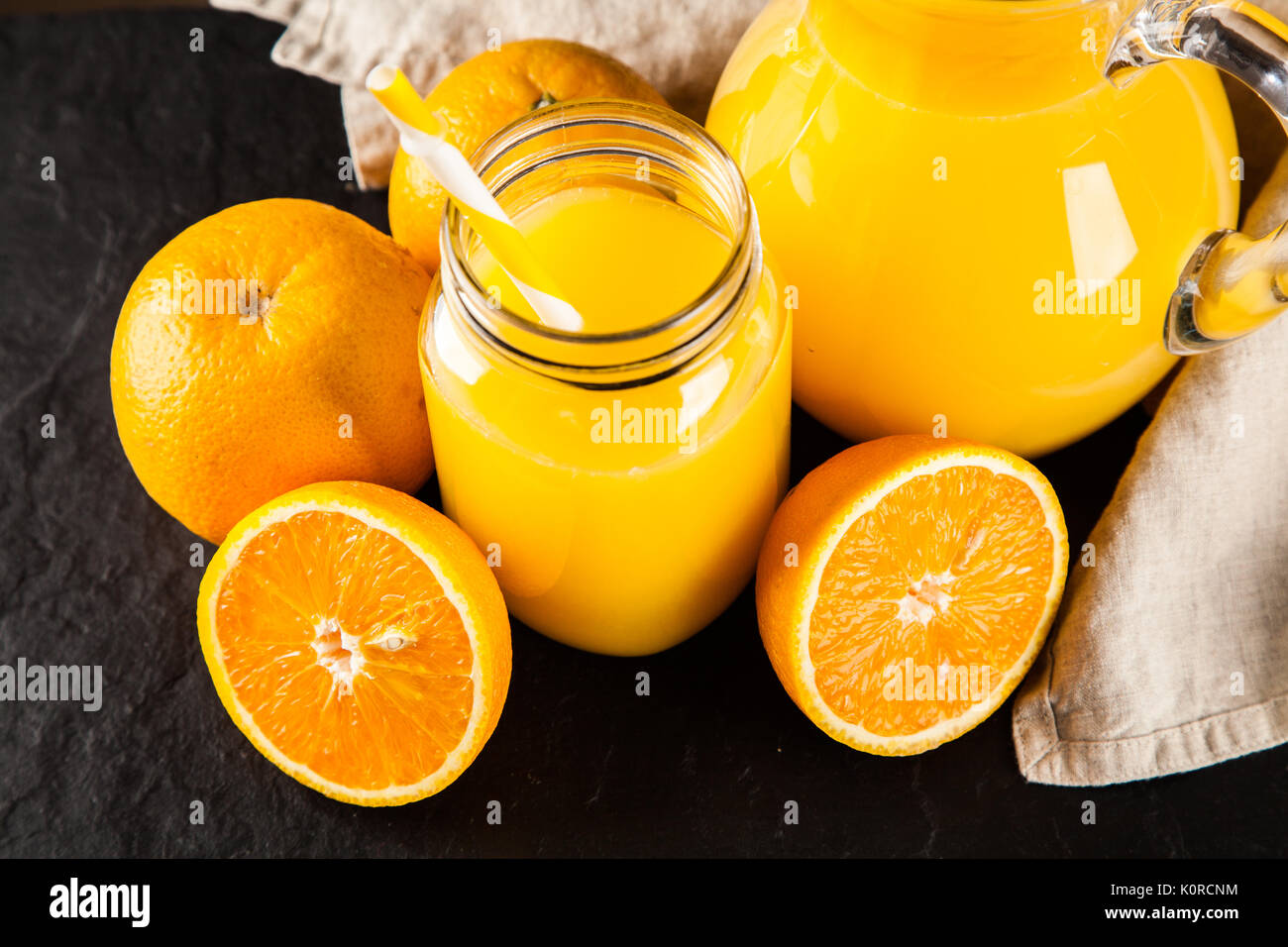 Jar of orange juice Stock Photo Alamy
