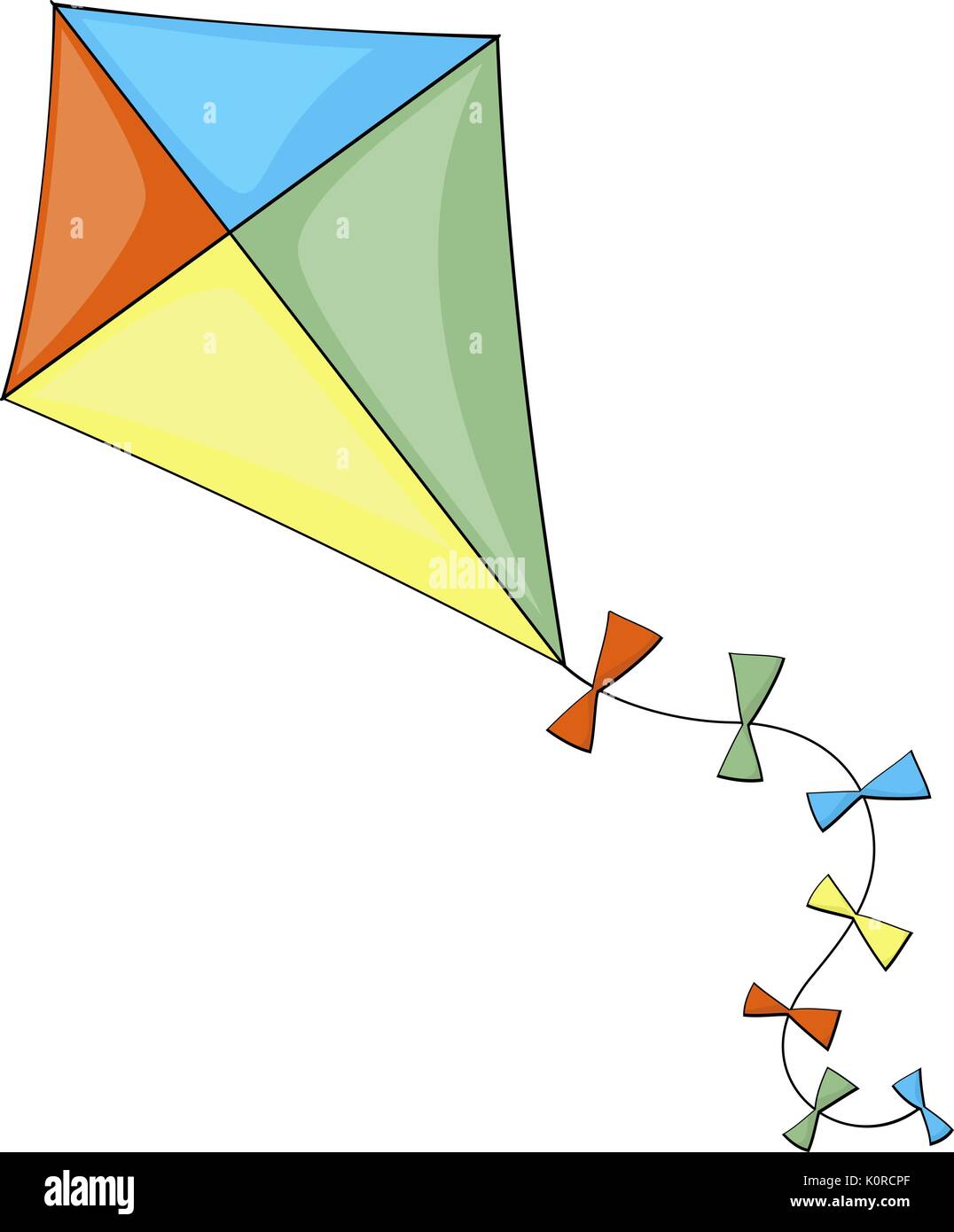 illustration of colorful kite isolated on white background Stock Vector