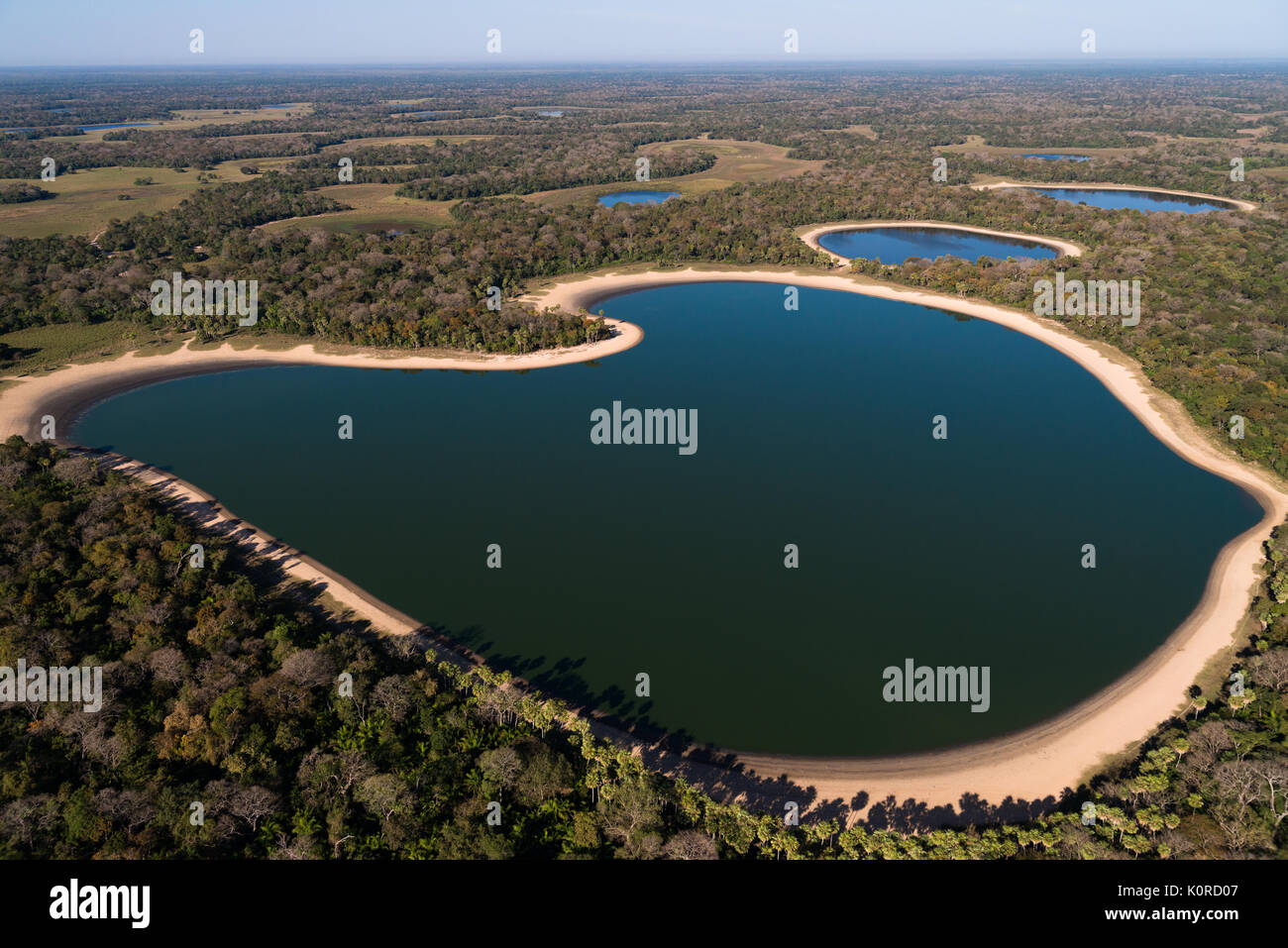 Salt water lakes at the Nhecolandia region of South Pantanal Stock Photo