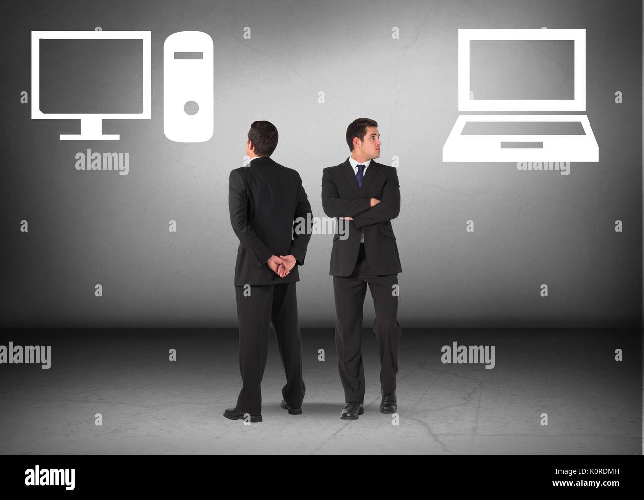 Digital composite of Desktop Computer or laptop with Businessman