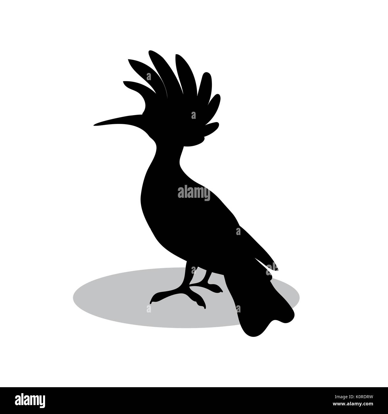 Hoopoe bird  black silhouette animal. Vector Illustrator. Stock Vector