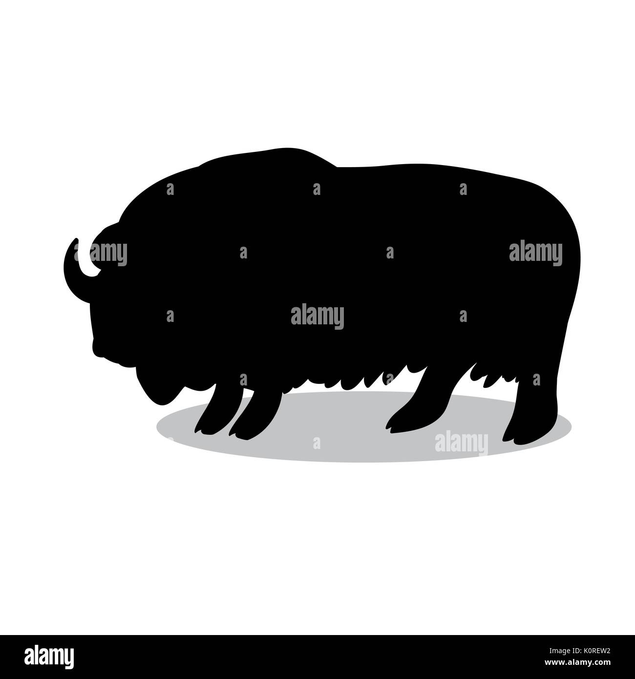 Bull musk ox mammal black silhouette animal. Vector Illustrator. Stock Vector
