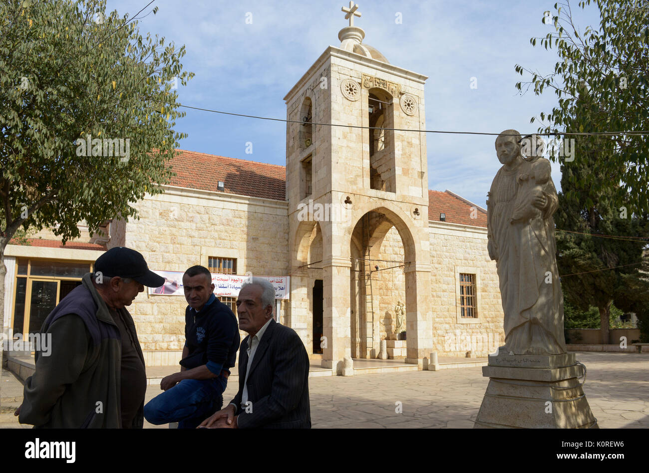 LEBANON Deir el Ahmad, a maronite christian village in Beqaa valley / LIBANON Deir el Ahmad, ein christlich maronitisches Dorf in der Bekaa Ebene Stock Photo