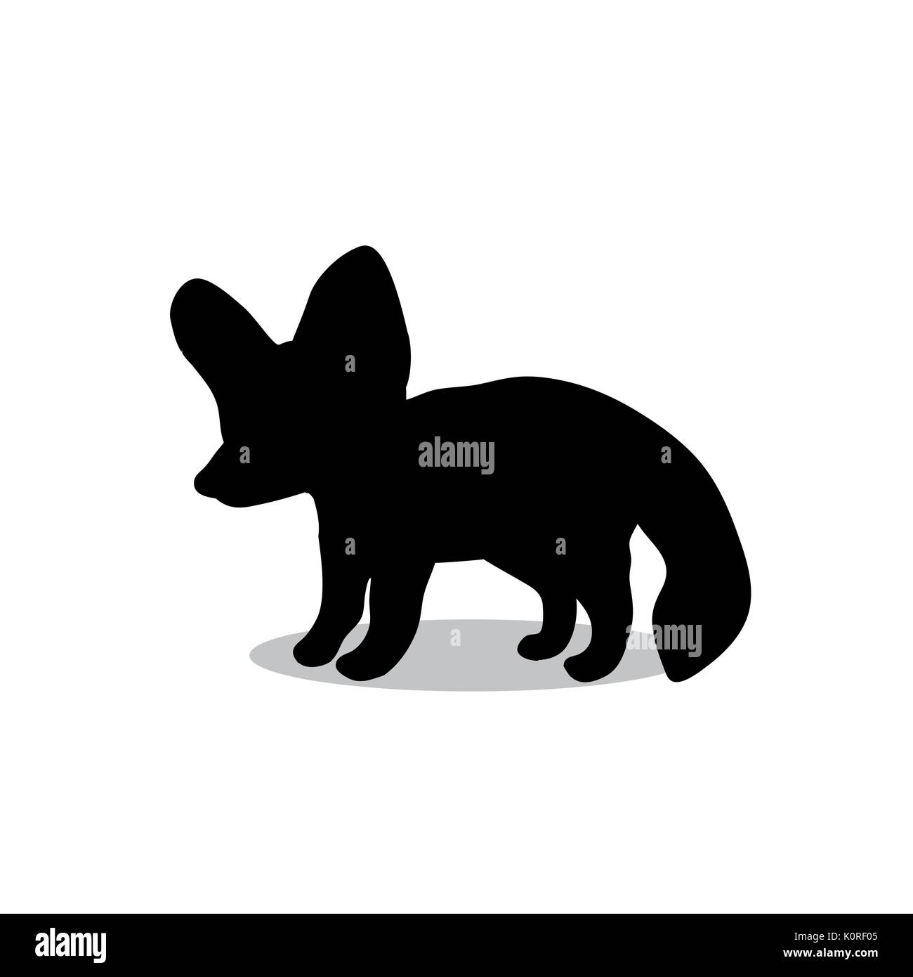 Fennec fox black silhouette animal. Vector Illustrator. Stock Vector