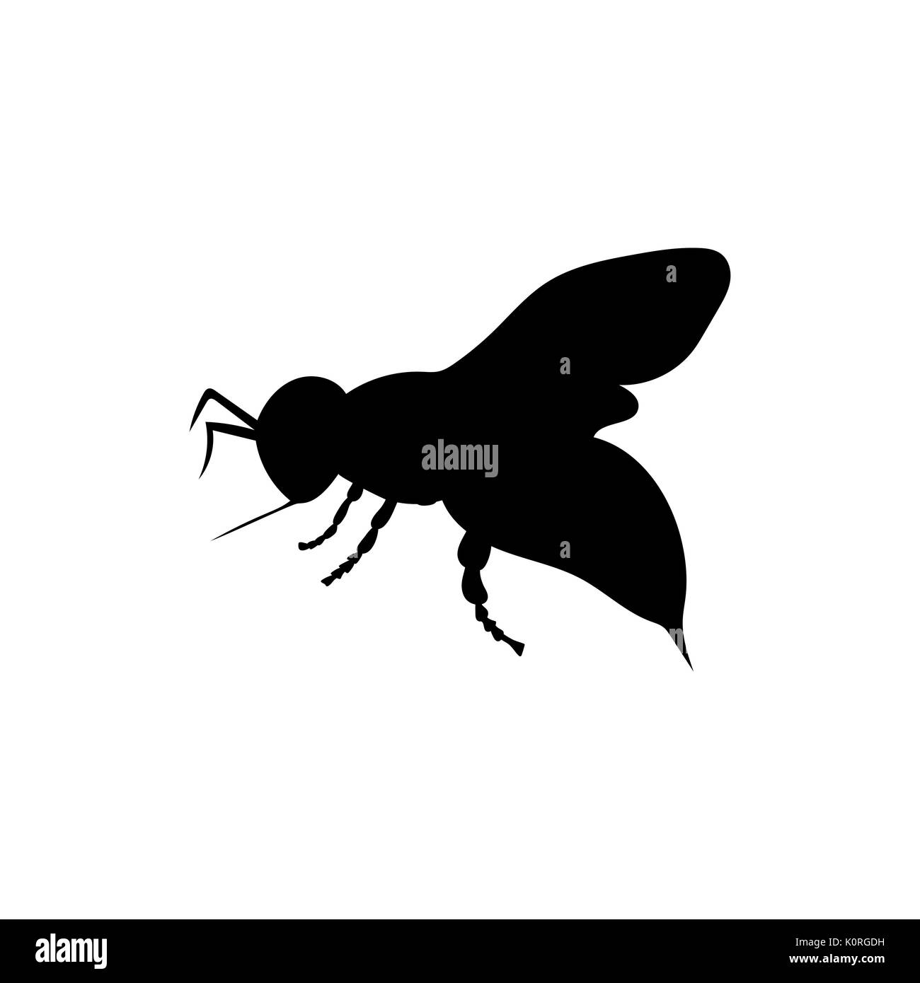 Bee insect black silhouette animal. Vector Illustrator.	 Stock Vector