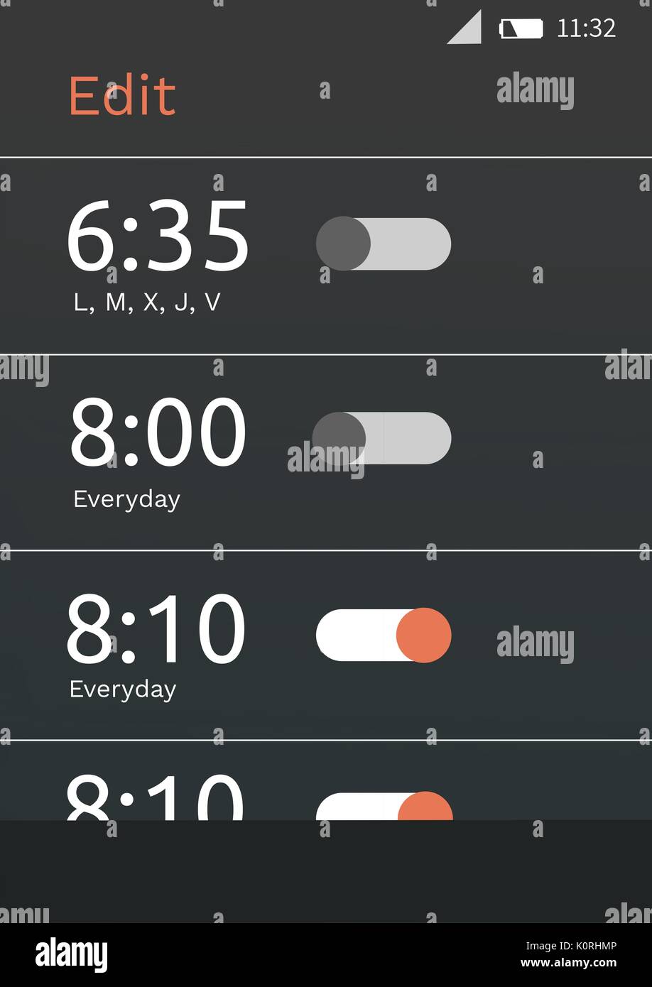 Digital composite of Alarm clock application interface Stock Photo - Alamy