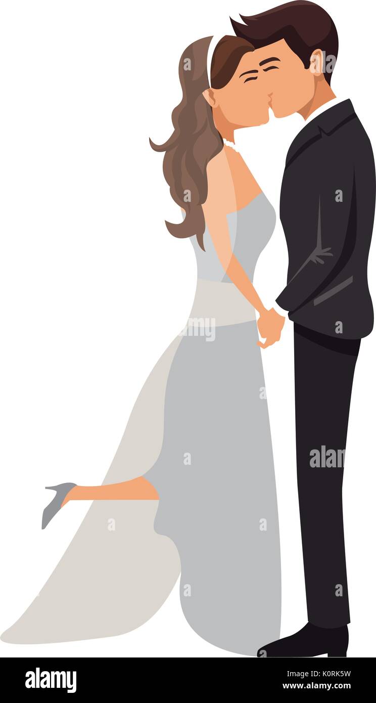 Romantic Couple Wedding Woman And Man Kissing Stock Vector Image And Art Alamy