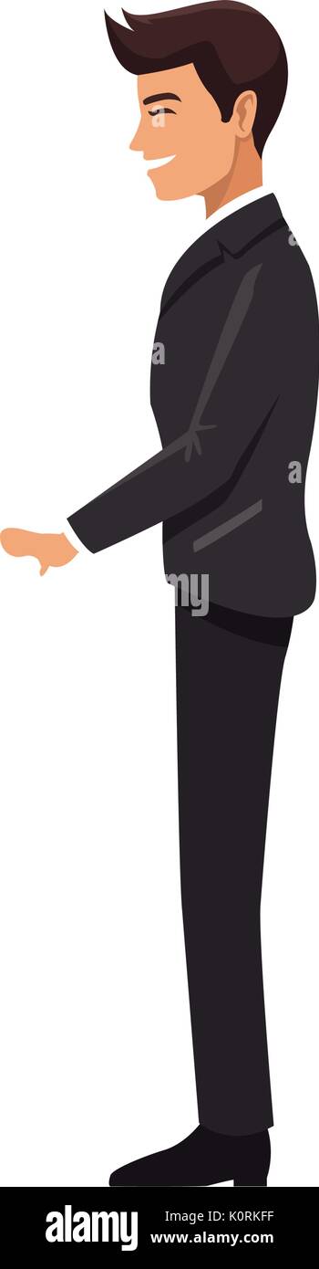 happy wedding groom in suit elegant standing character Stock Vector ...