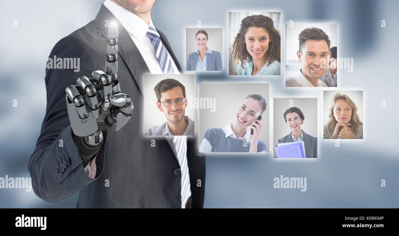Digital composite of Robotic android Businessman interacting and ...