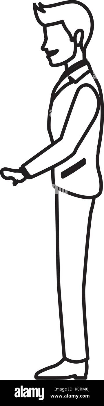 happy wedding groom in suit elegant standing character Stock Vector ...