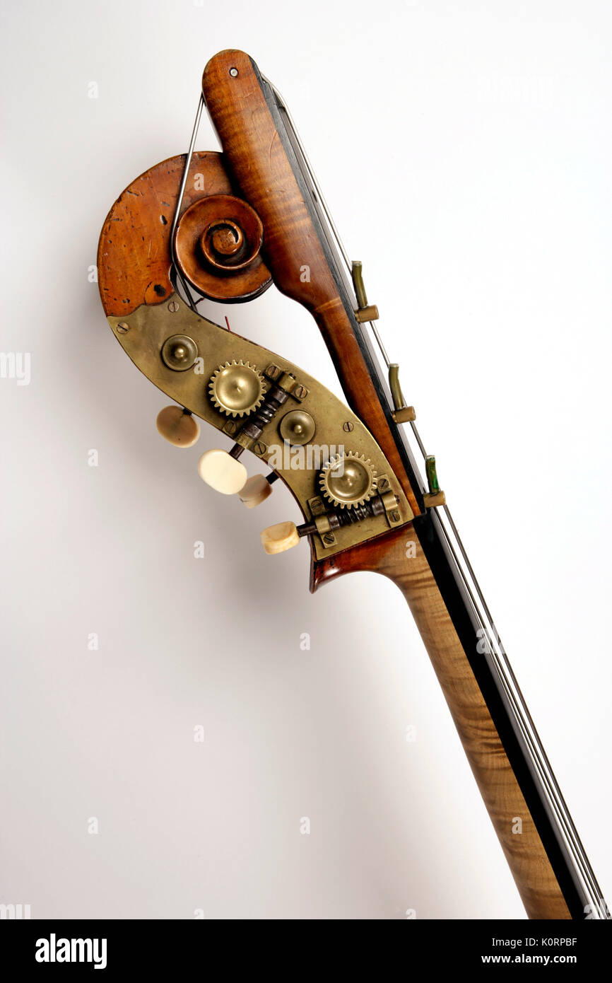 Double Bass scroll with low string extension fiited, made by John Lott