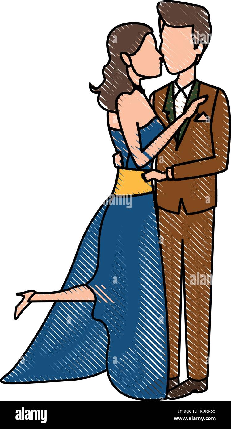 Romantic Kissing Couple Drawing Stock Vector Image & Art - Alamy