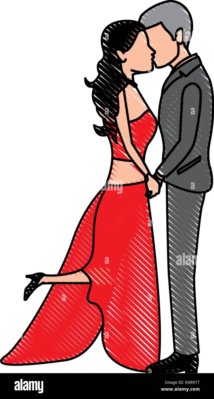 romantic couple wedding woman and man kissing Stock Vector Image & Art ...