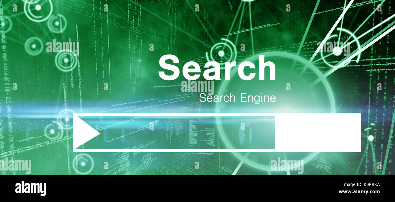Digital image of search engine page against binary codes and lines Stock Photo