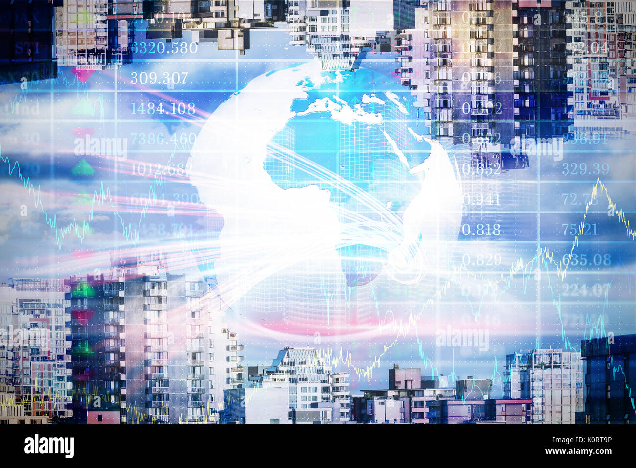 Digital composite world map against hi-res stock photography and images ...