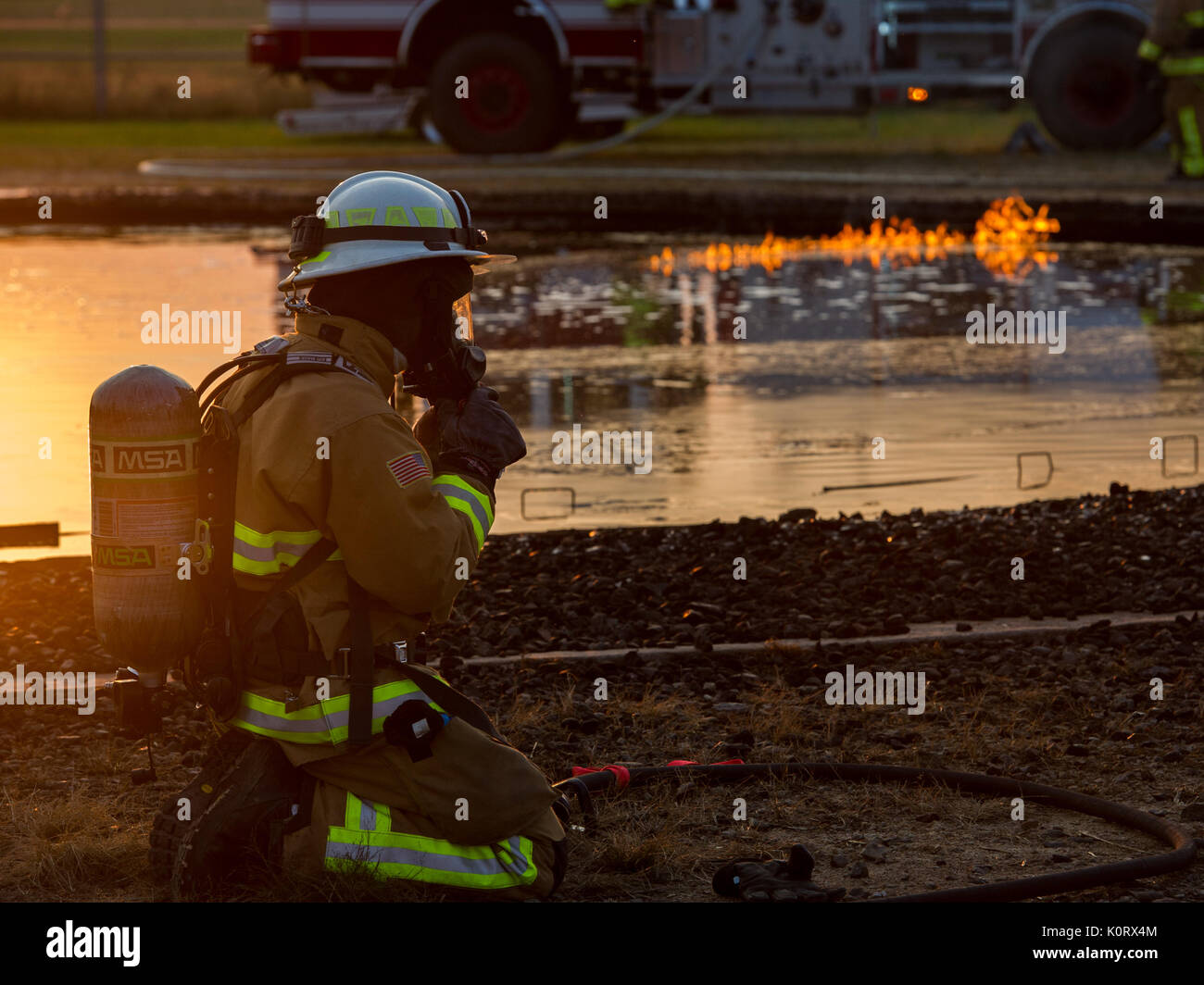 Air Force firefighters from the 910th Civil Engineer Squadron conduct ...