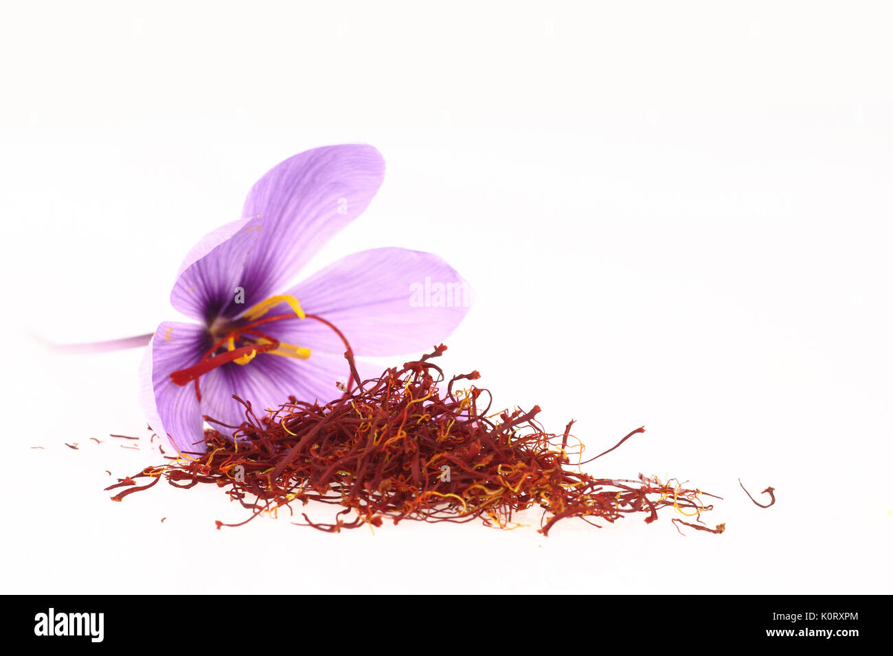 Dried saffron spice and Saffron flowers Stock Photo Alamy