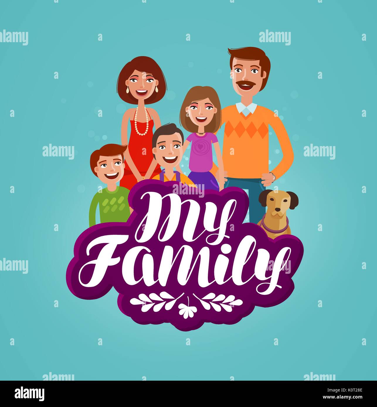 Happy family concept. Domestic life, cartoon vector illustration Stock Vector