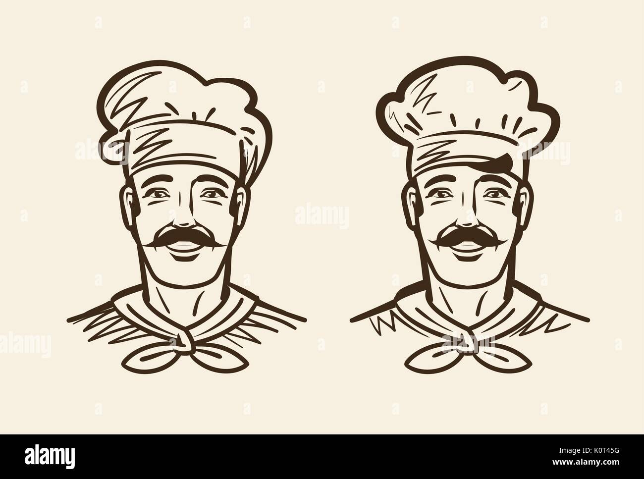 Portrait of happy chef, cook. Sketch vintage vector illustration Stock Vector