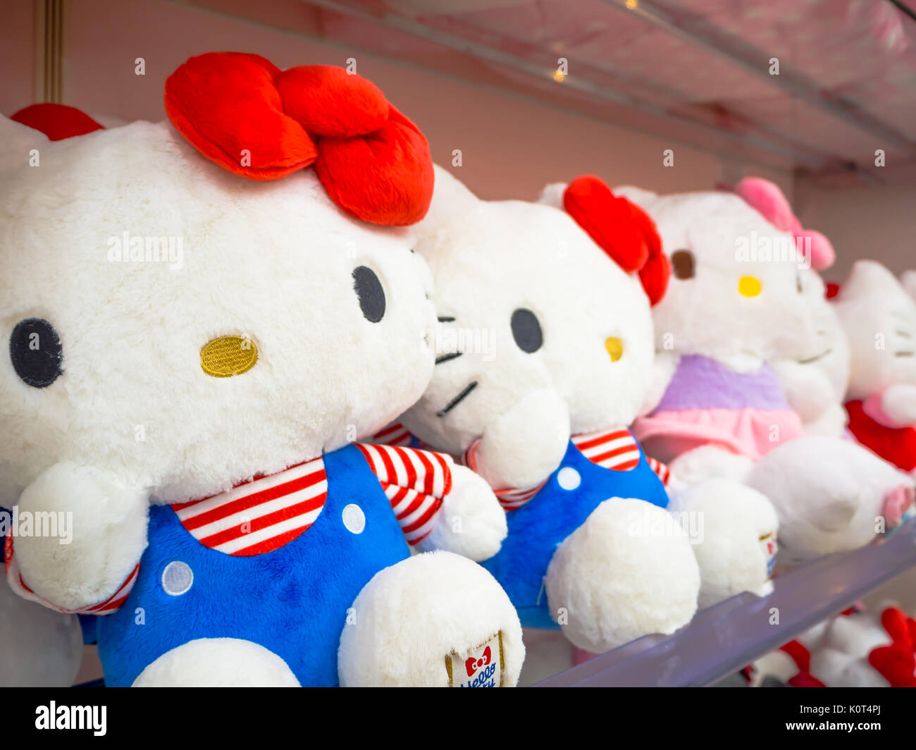 TOKYO, JAPAN JUNE 28 - 2017: Close up of assorted hello Kitty dolls in a toy center in Tokyo Stock Photo