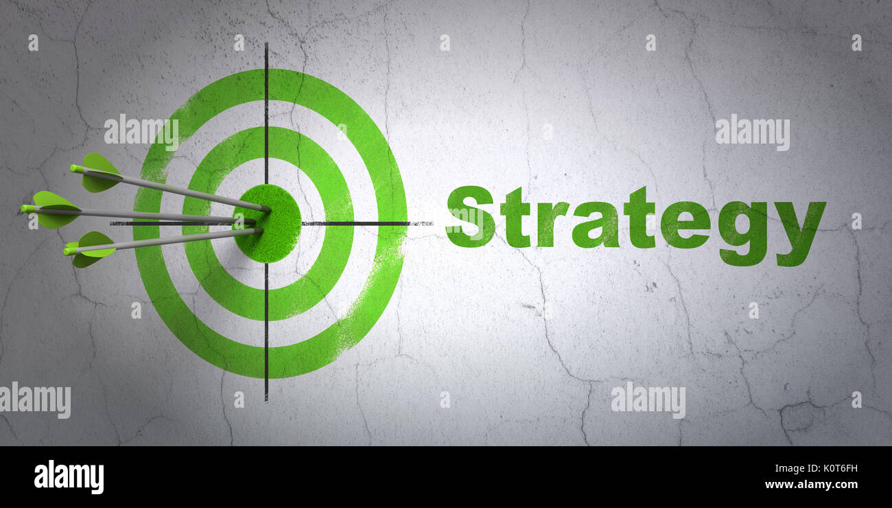 Finance concept: target and Strategy on wall background Stock Photo - Alamy