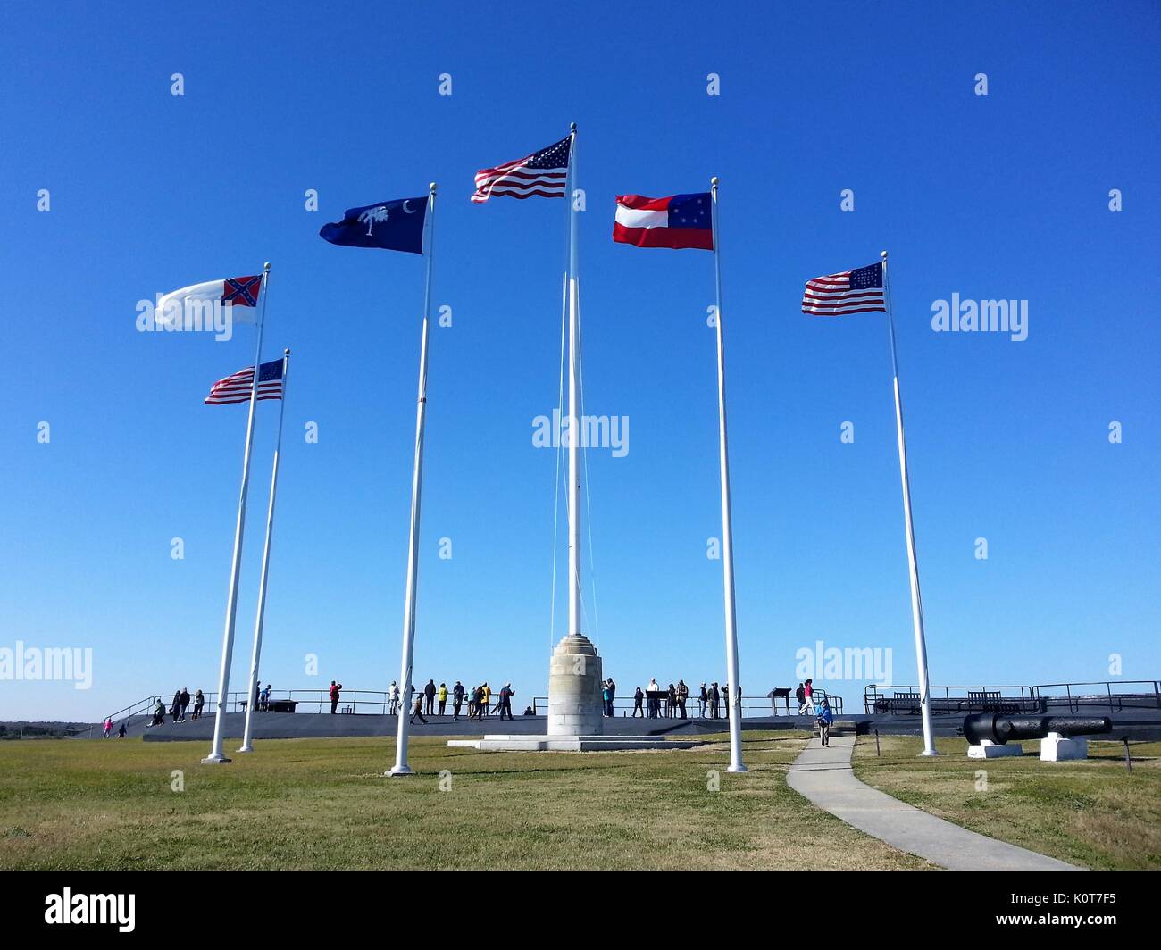 Flag poles at Fort Sumter National Monument Stock Photo