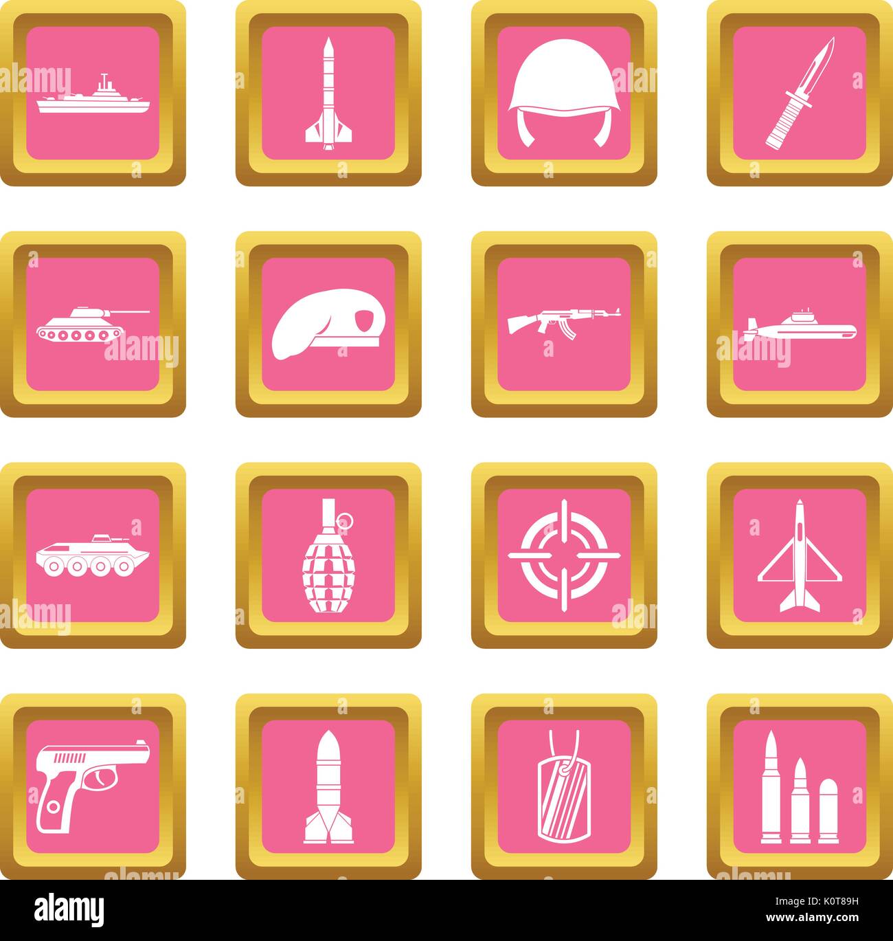 Military icons pink Stock Vector Image & Art - Alamy