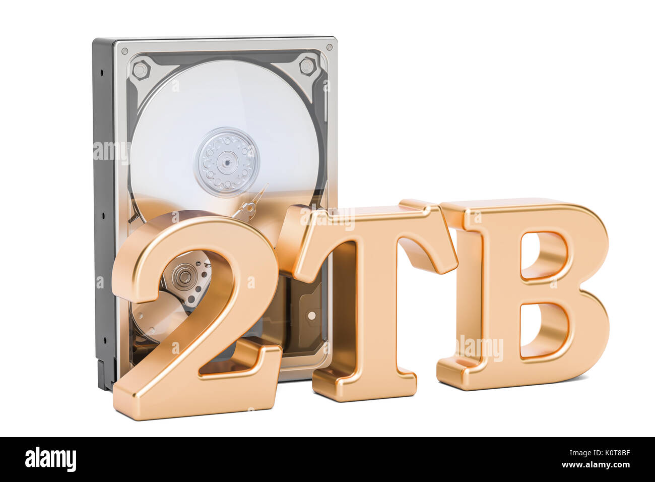 Hard Disk Drive (HDD), 2 TB. 3D rendering isolated on white background ...