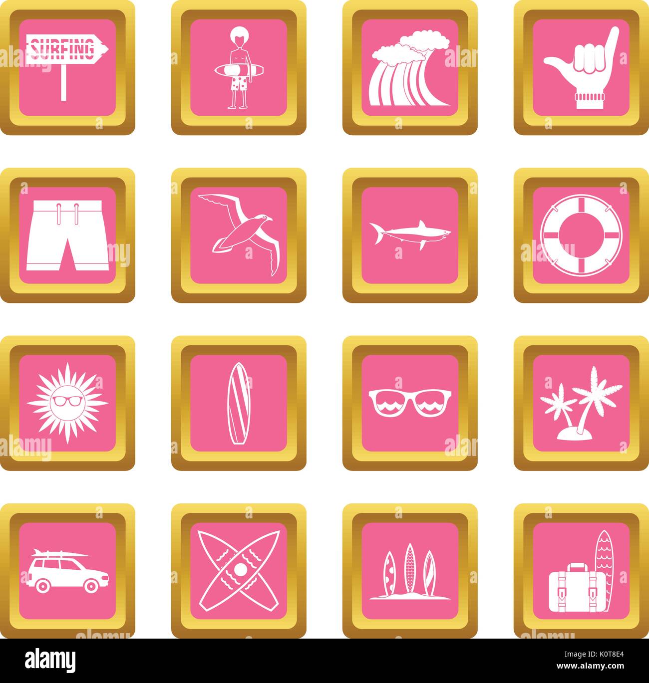 Surfing icons pink Stock Vector Image & Art - Alamy
