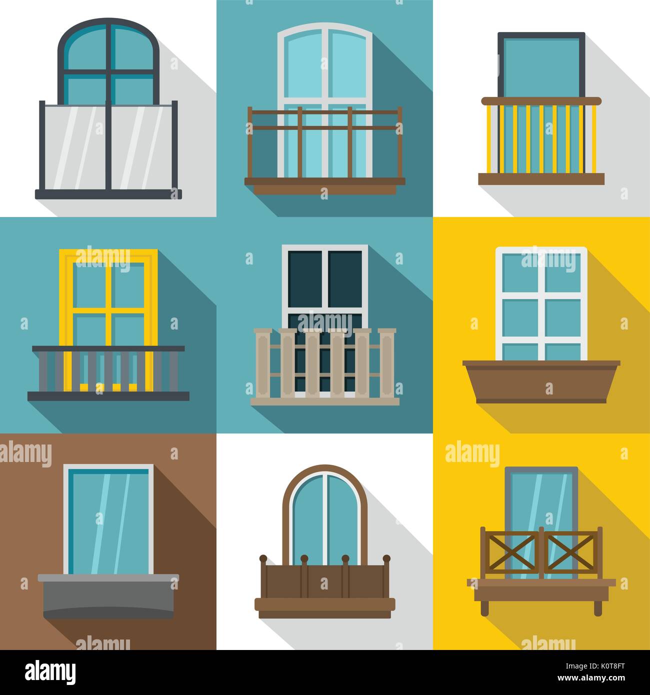 Balcony icons set, flat style Stock Vector Image & Art - Alamy