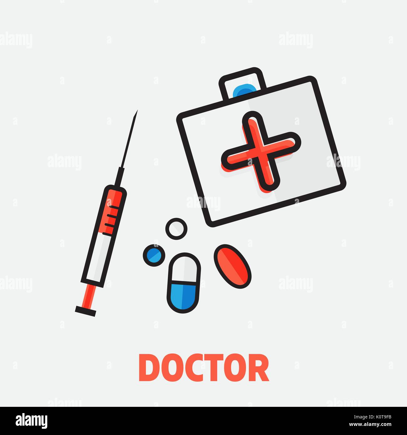vector illustration of flat line art design of Medical concept ...