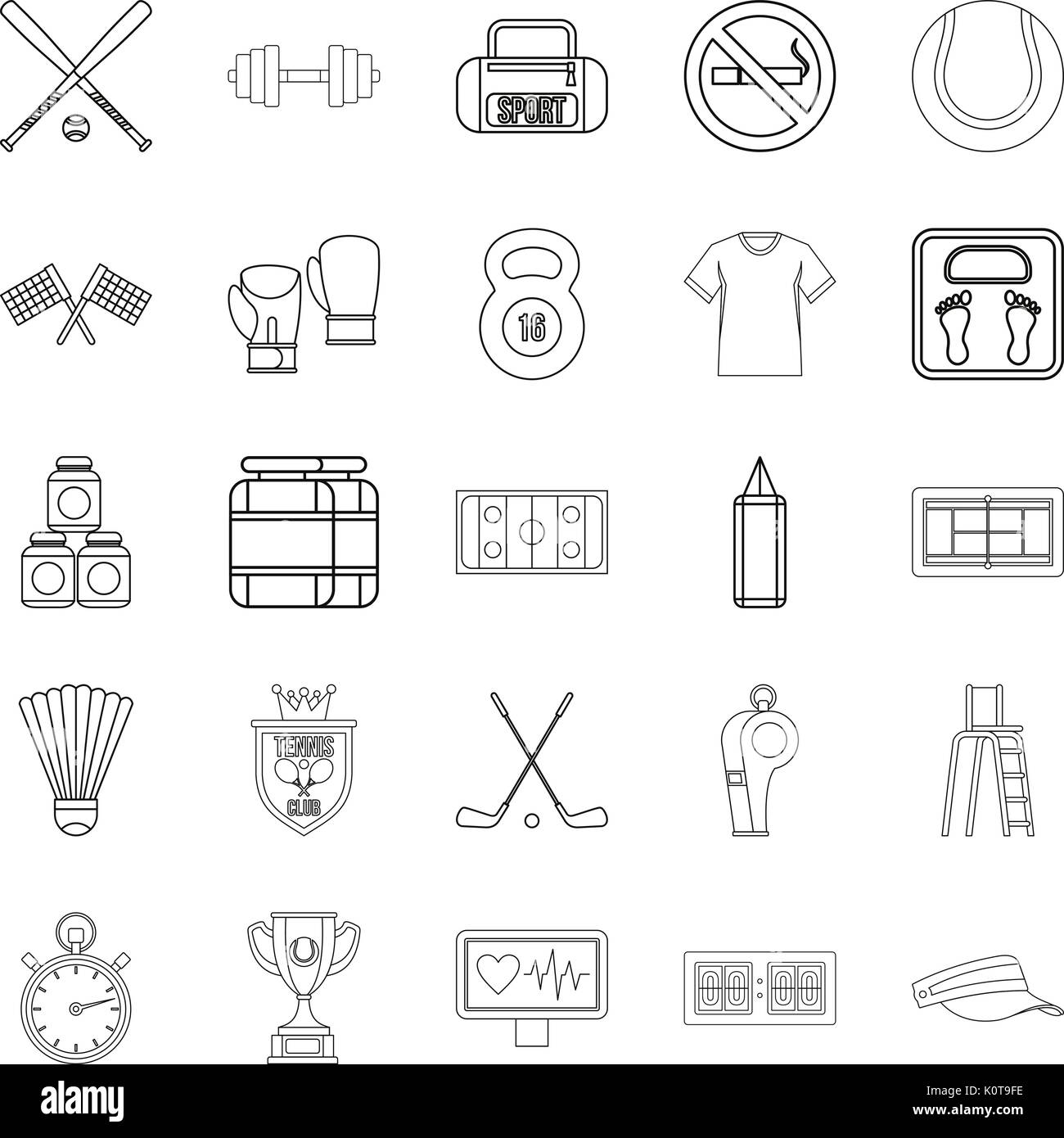 Hall icons set, outline style Stock Vector