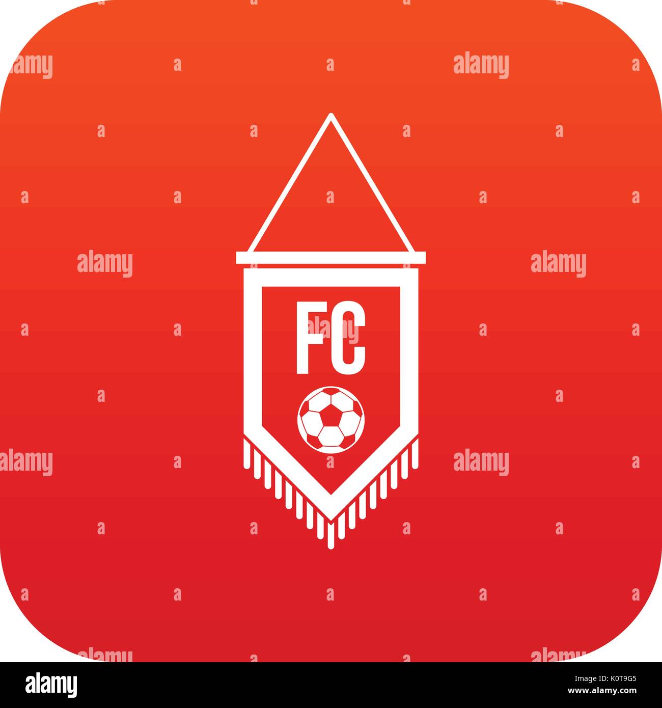 Pennant with soccer ball icon digital red Stock Vector