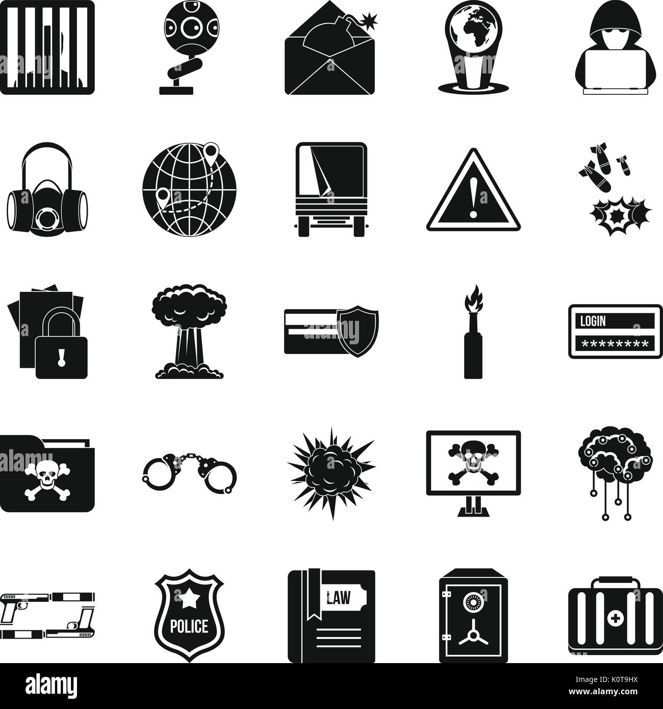 Genius icons set, simple style Stock Vector