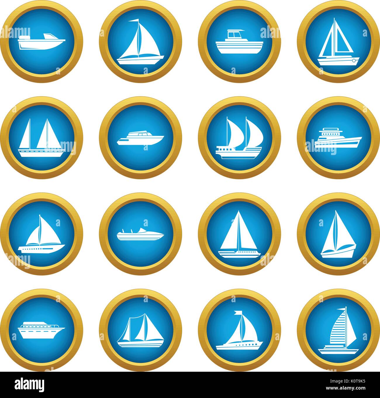 Boat And Ship Icons Blue Circle Set Stock Vector   Illustration Of