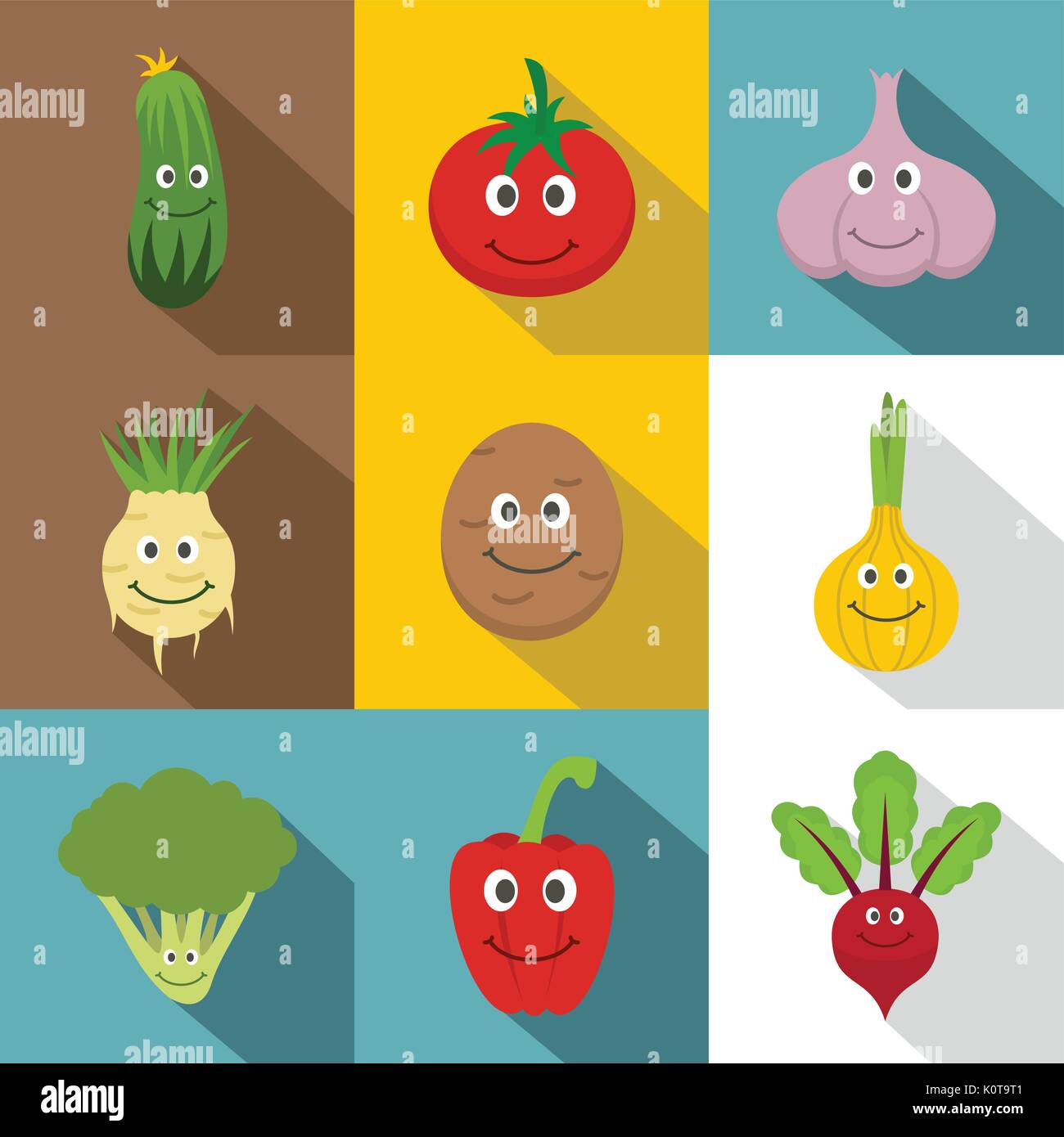 Healthy vegetables icons set, flat style Stock Vector Image & Art - Alamy