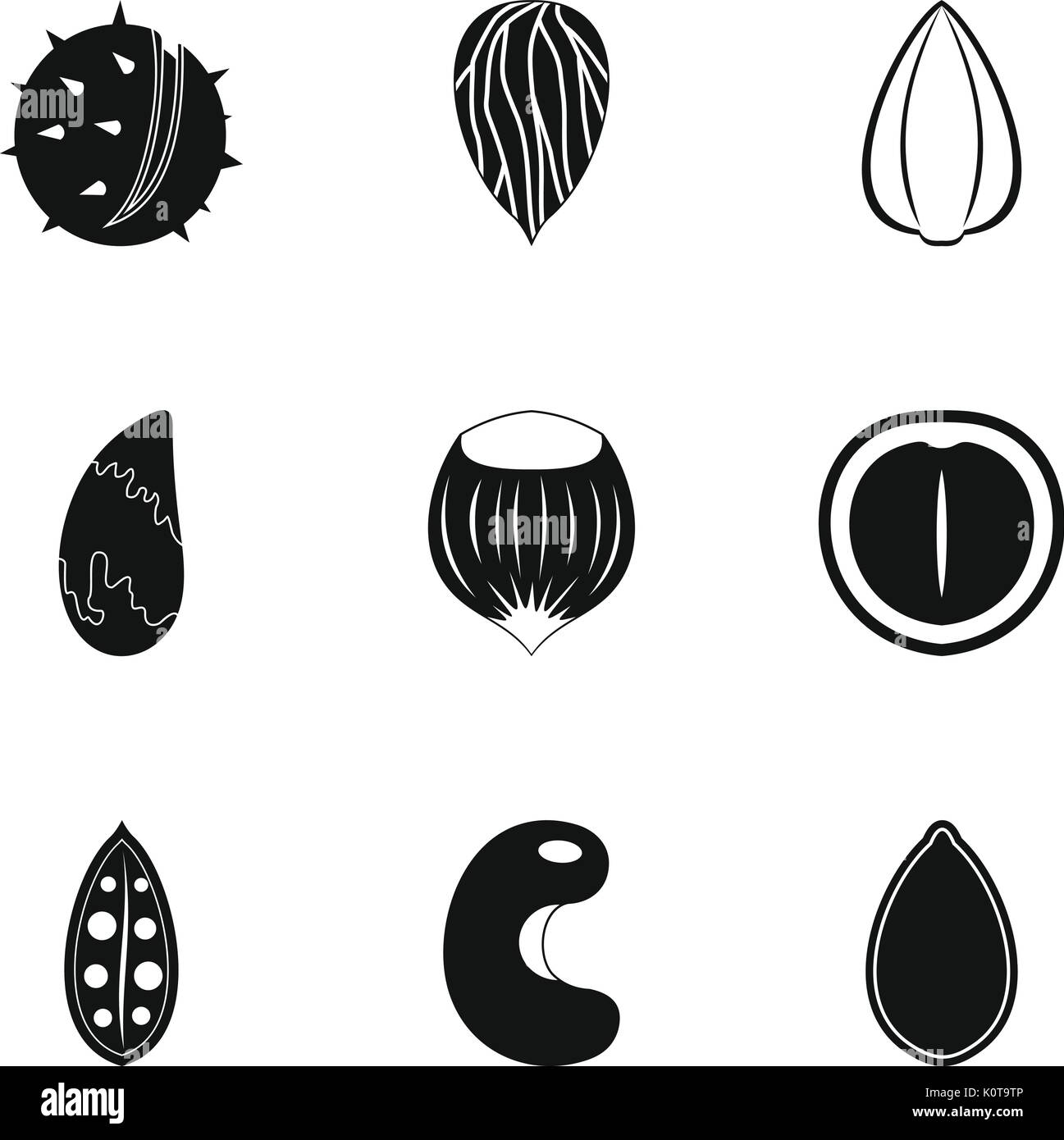 Nuts icon set, simple style Stock Vector