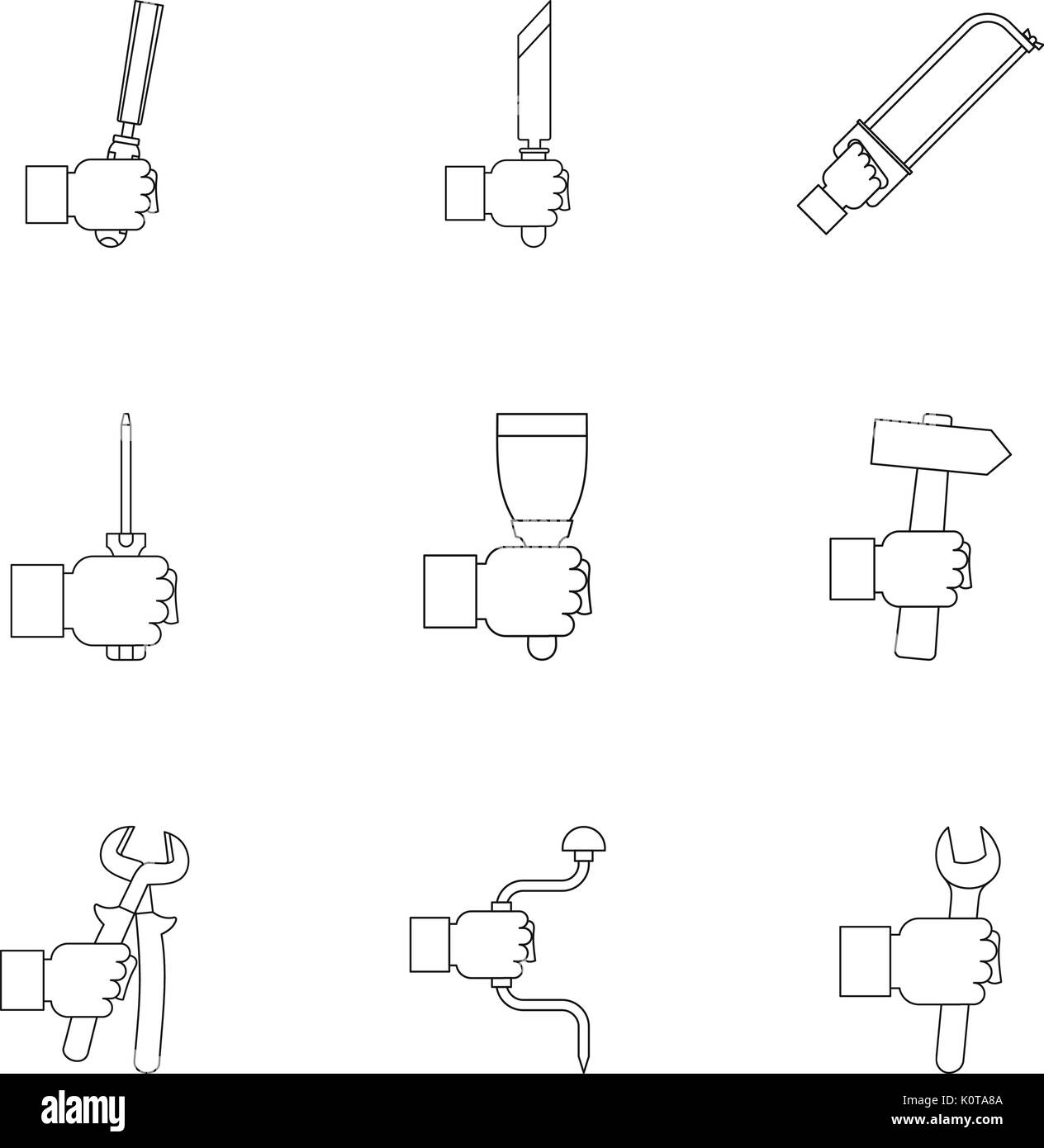 Hand tool icon set, outline style Stock Vector Image & Art Alamy
