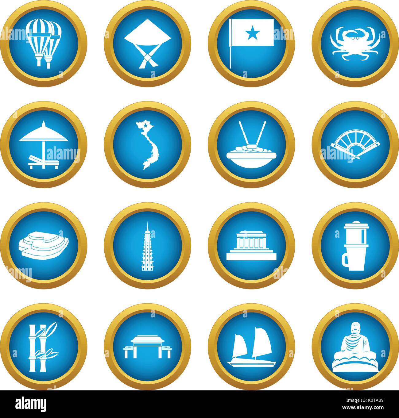 Vietnam travel icons blue circle set Stock Vector Image & Art - Alamy