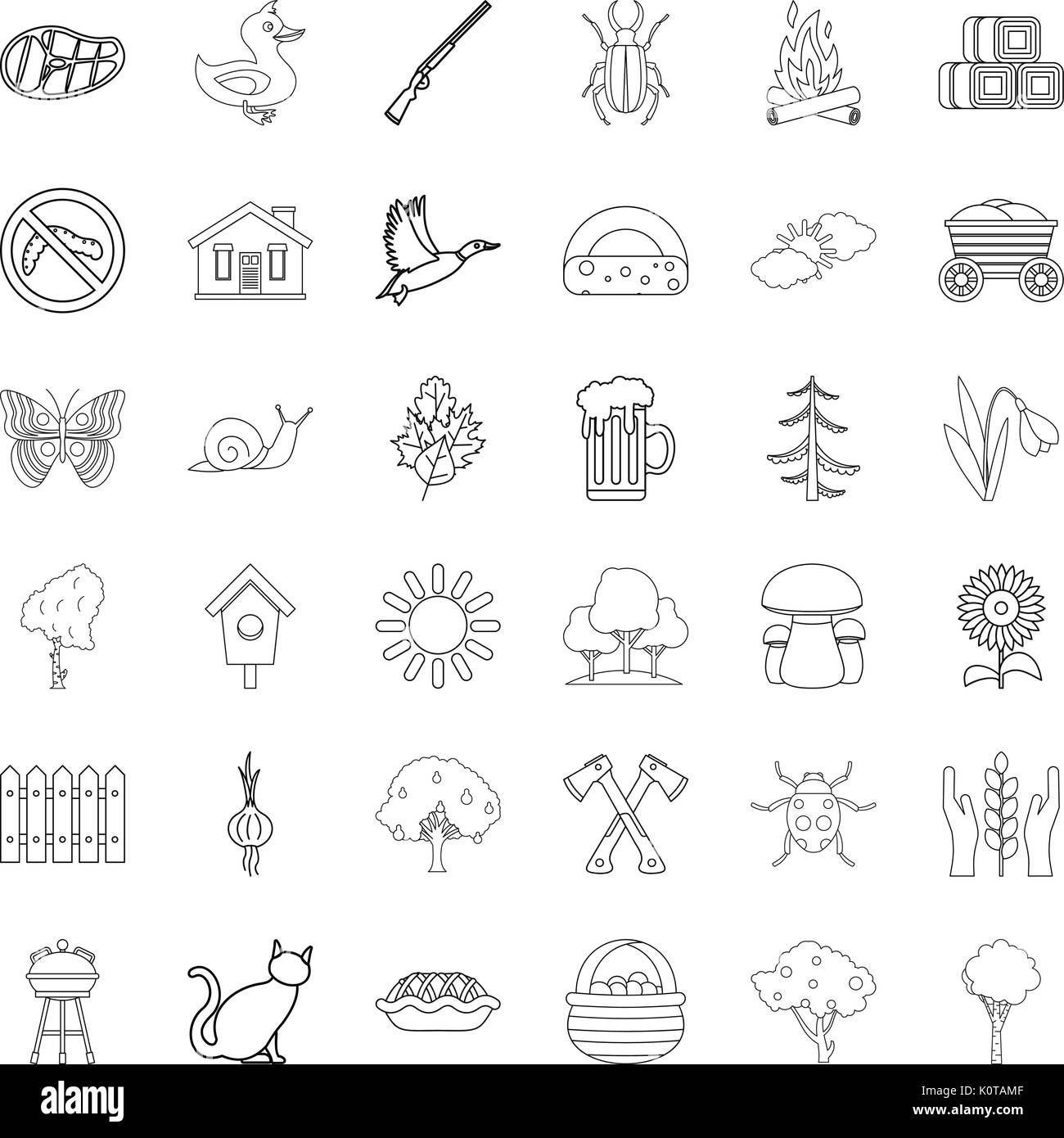 Village icons set, outline style Stock Vector Image & Art - Alamy