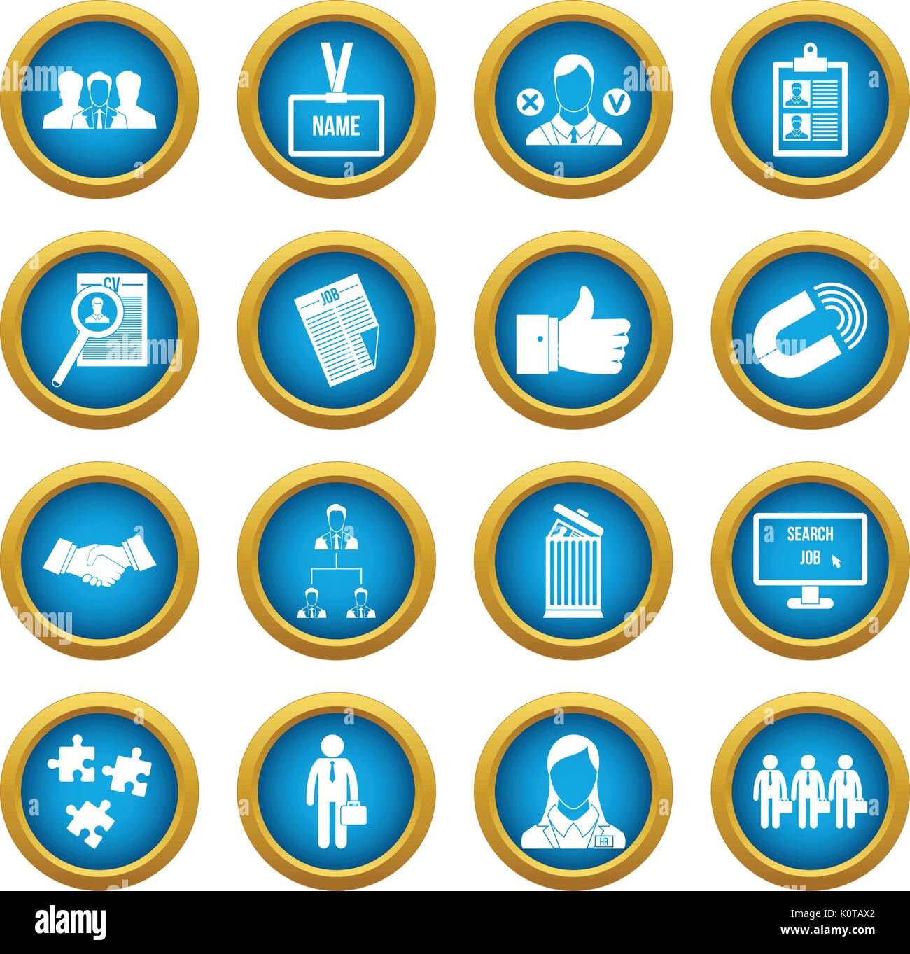 Download Human Resource Management Icons Blue Circle Set Stock Vector Image Art Alamy