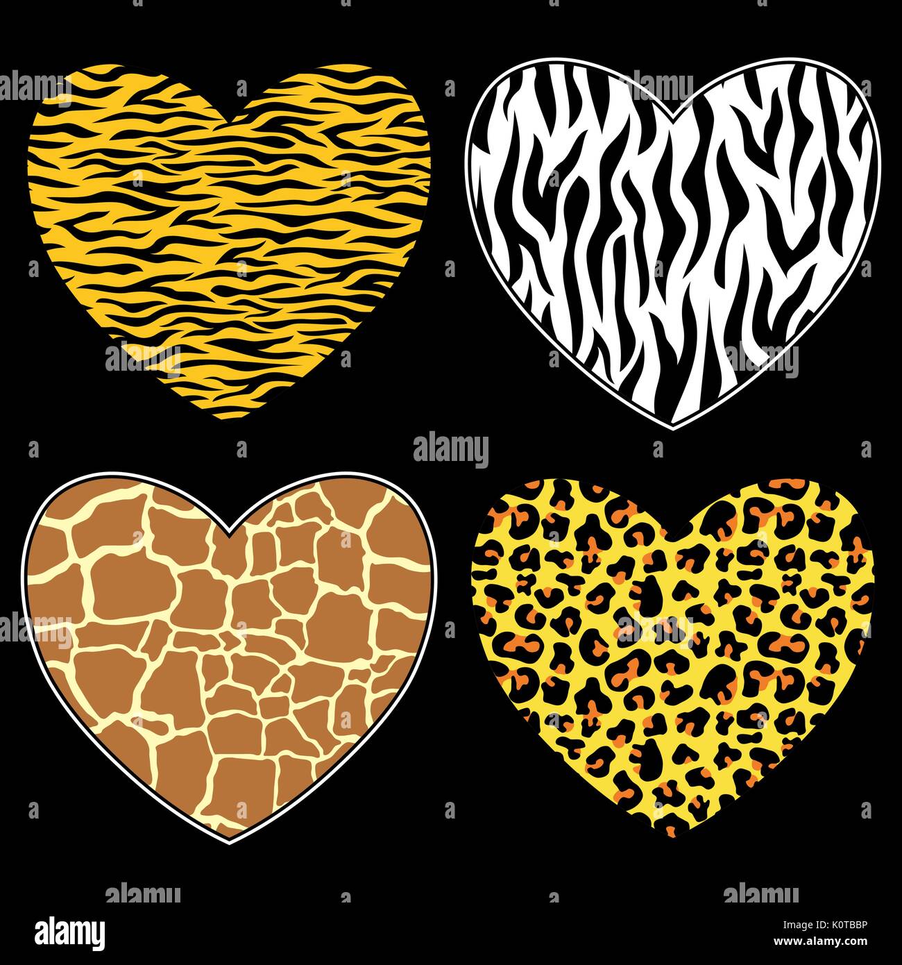 hearts with animal print in vector format, individual objects Stock