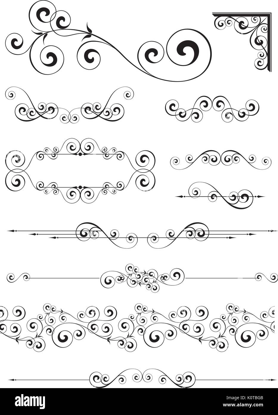 set of calligraphic ornaments in vector format very easy to edit