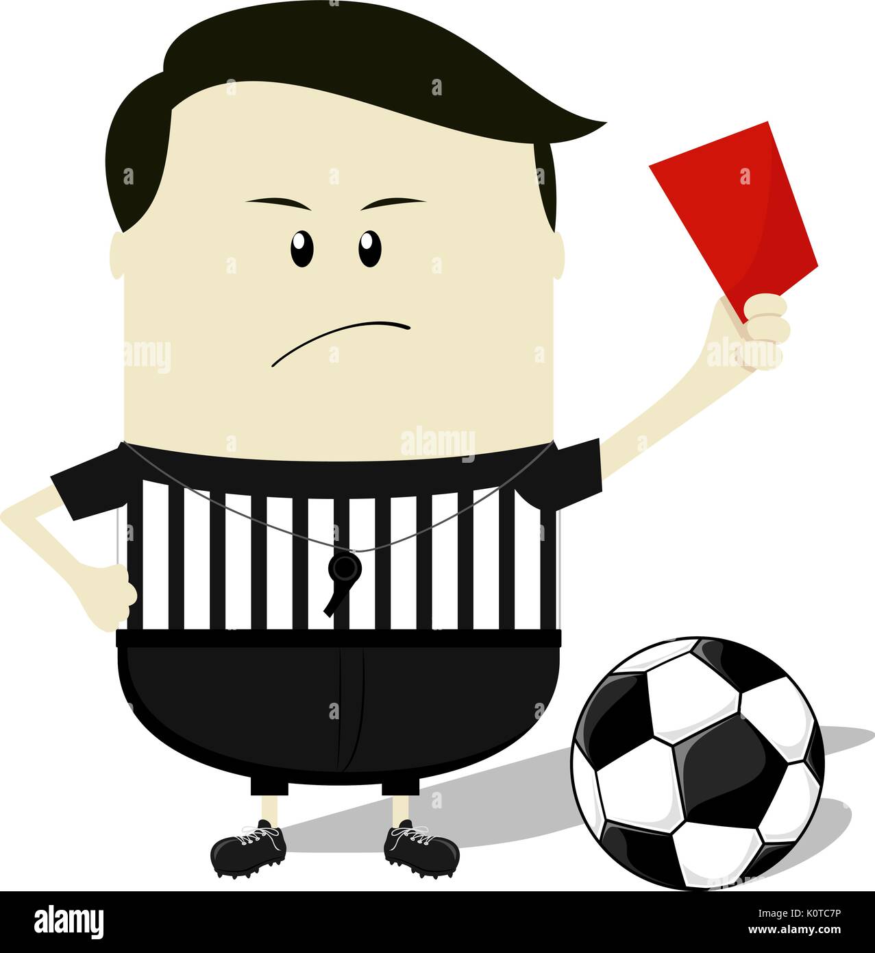 cartoon illustration of soccer referee showing red card Stock Vector