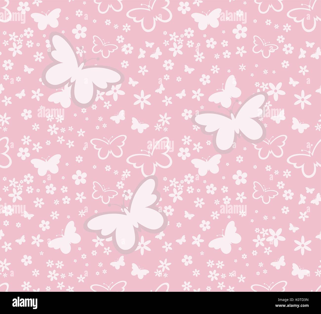 butterflies silhouettes seamless pattern on pink background in vector ...