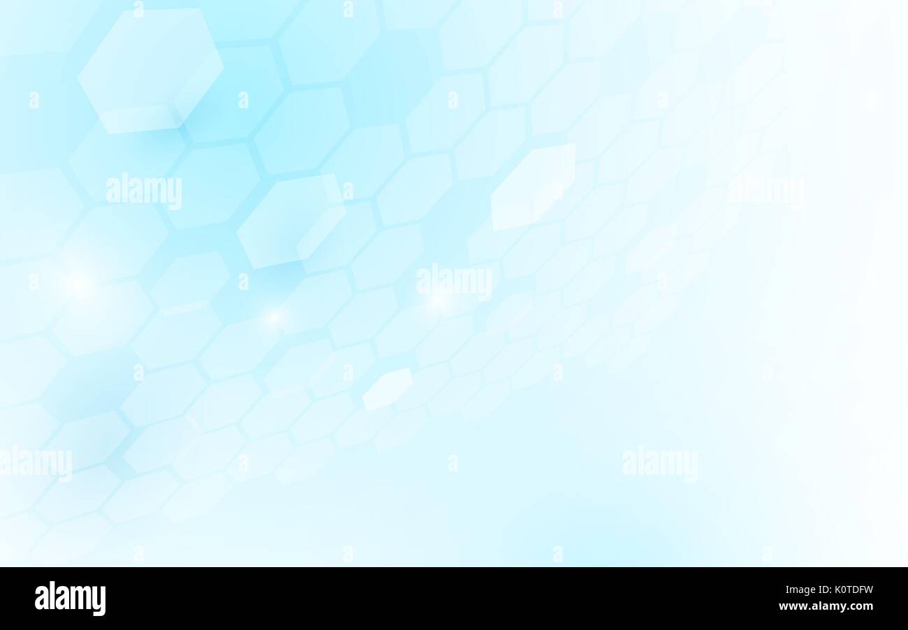 Abstract perspective hexagonal shape on blue and white background Stock ...