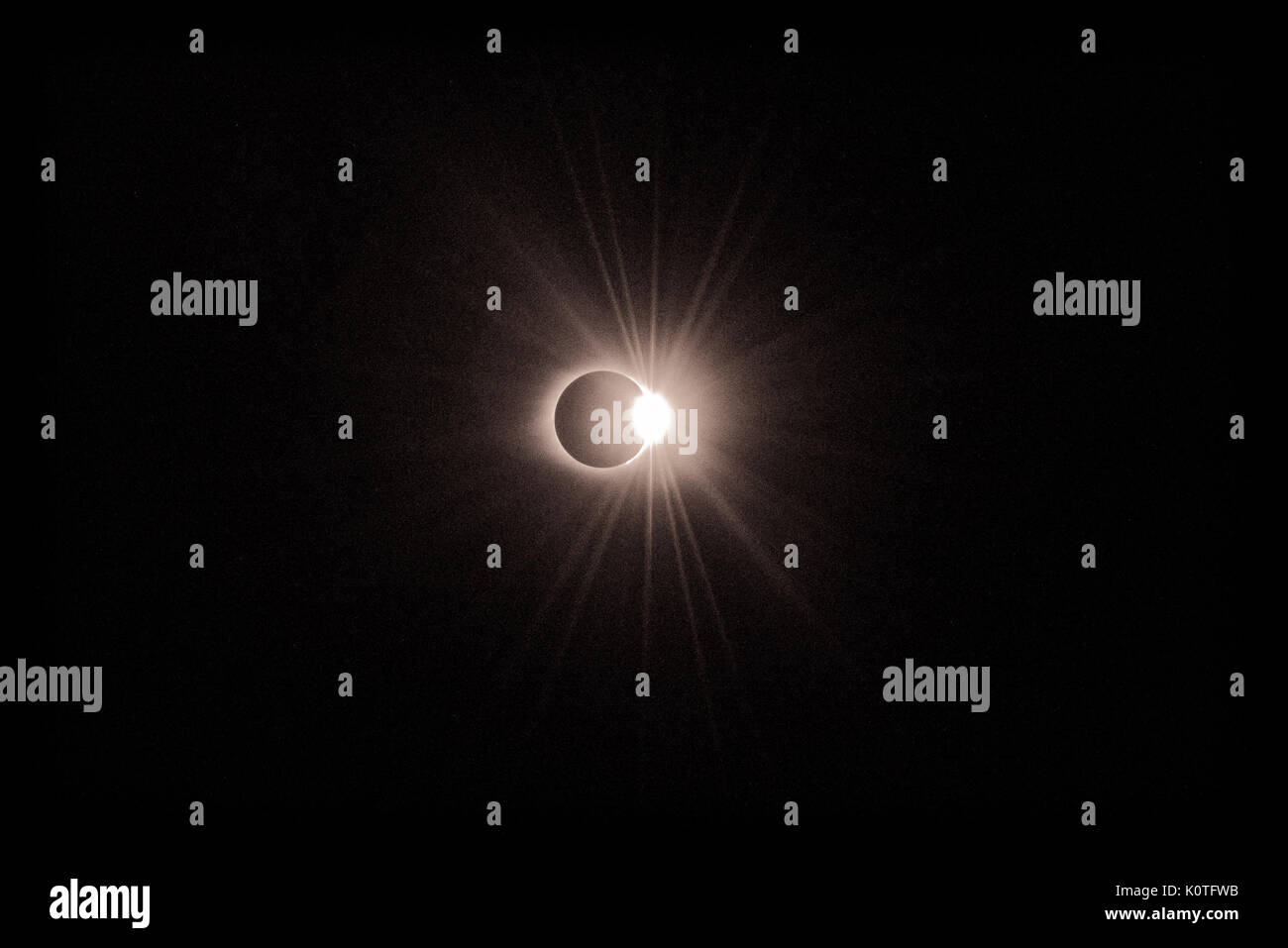2017 Solar Eclipse Diamond Ring Effect - Nashville, Tennessee Stock Photo
