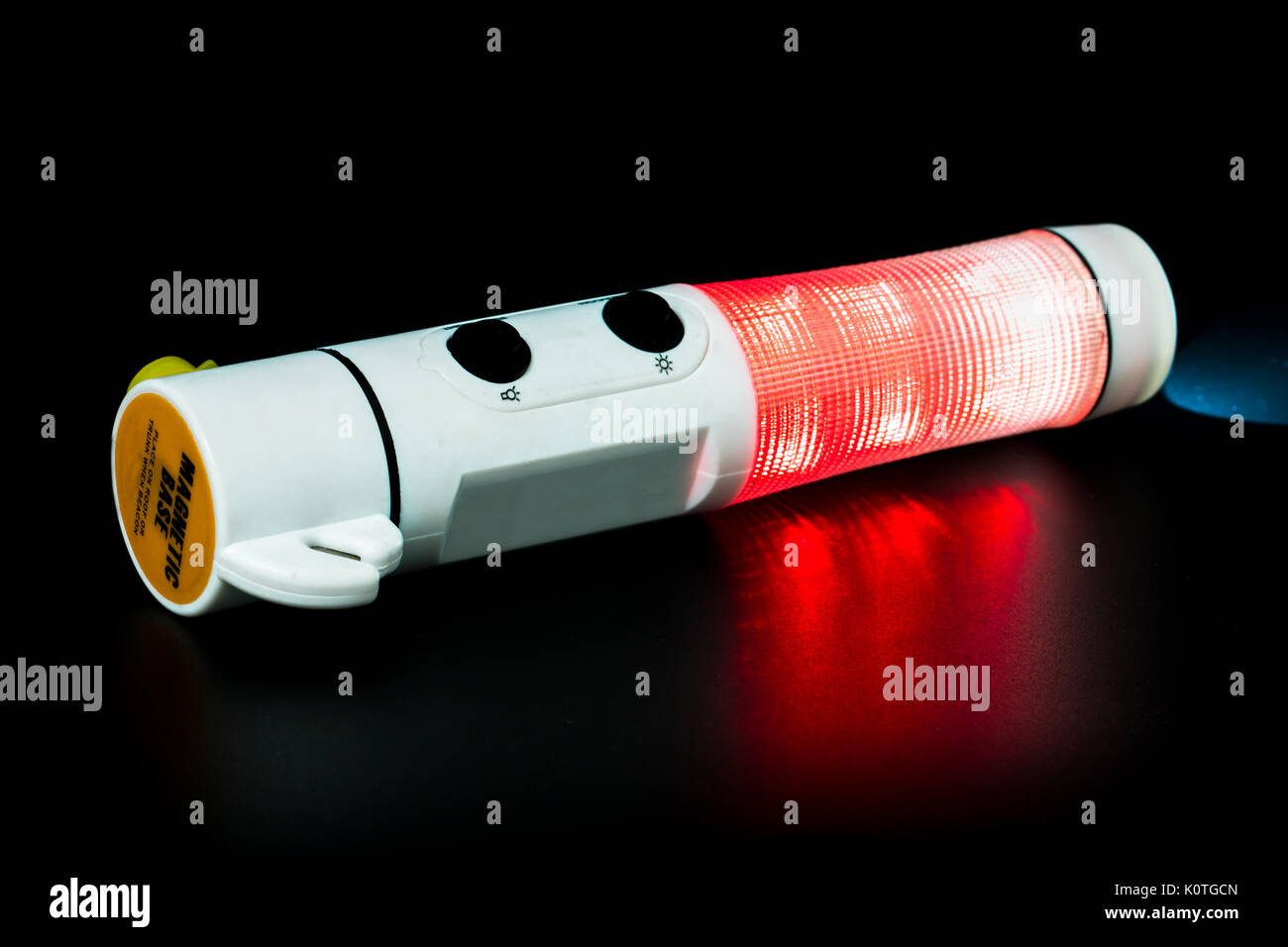 Car safety emergency hammer broken windows rescue equipment, emergency hand torch isolated on