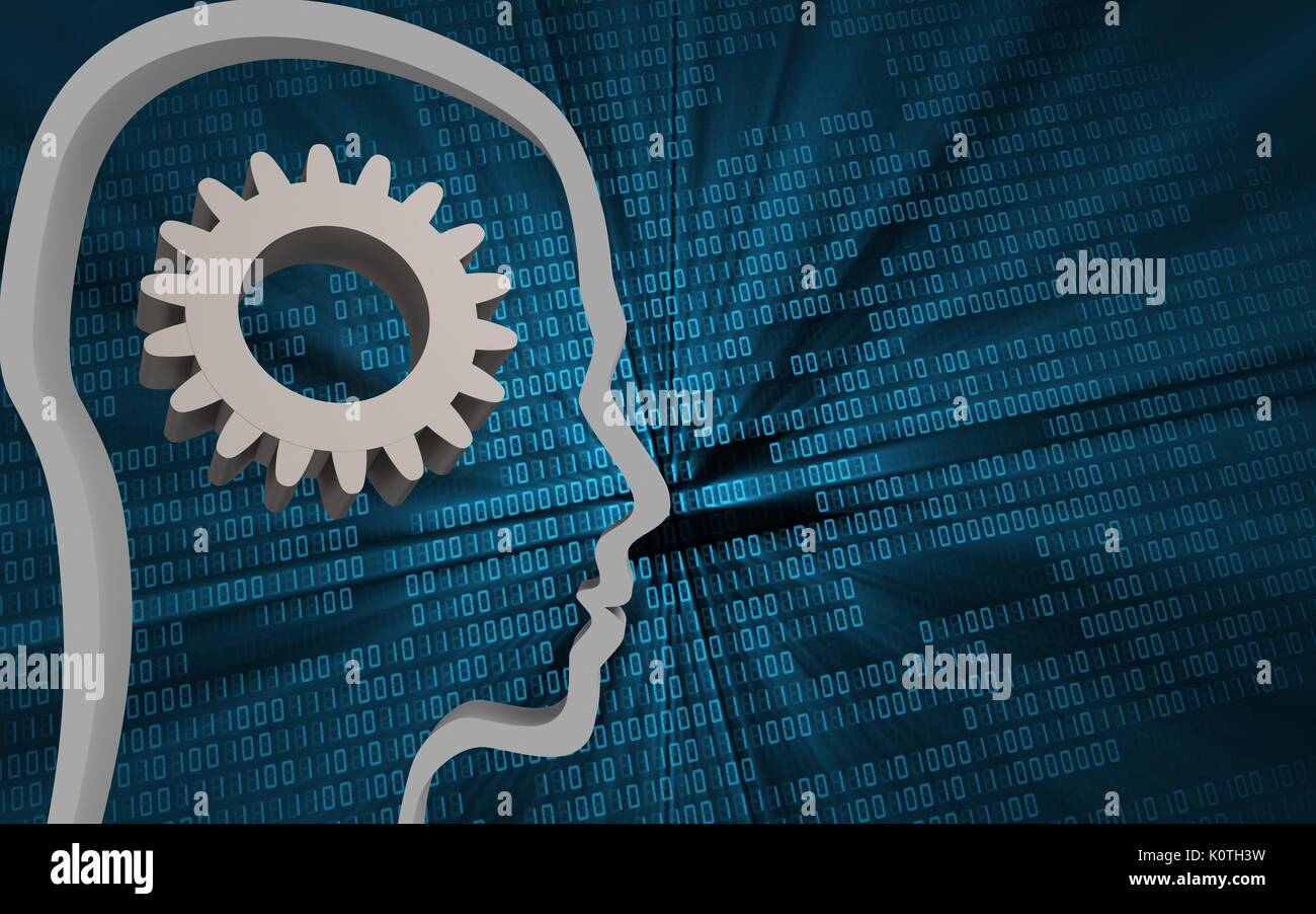 3d illustration of gear over binary background with Stock Photo - Alamy
